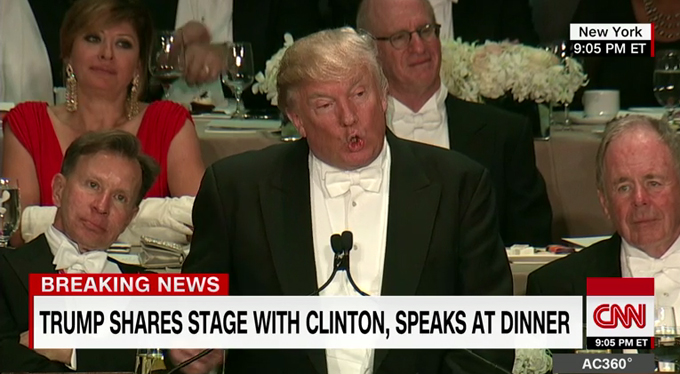 El humor fue el protagonista en discurso de Donald Trump en cena de caridad