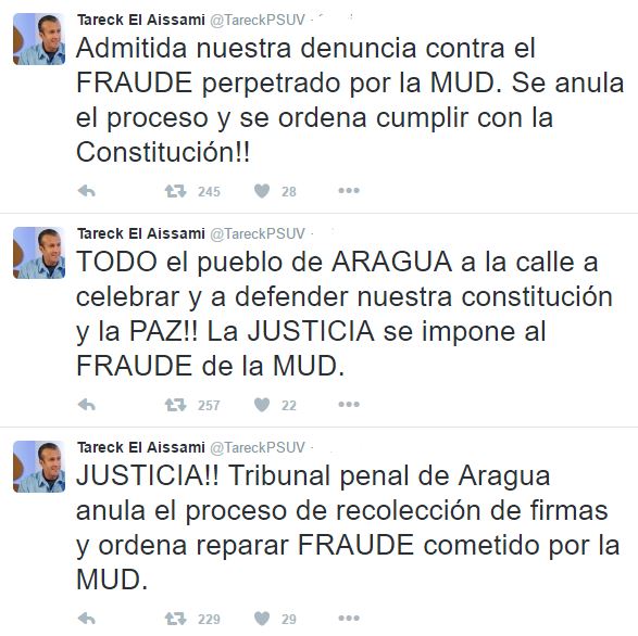 Tribunal Penal de Aragua ordenó anulación del 1%  de firmas de la MUD