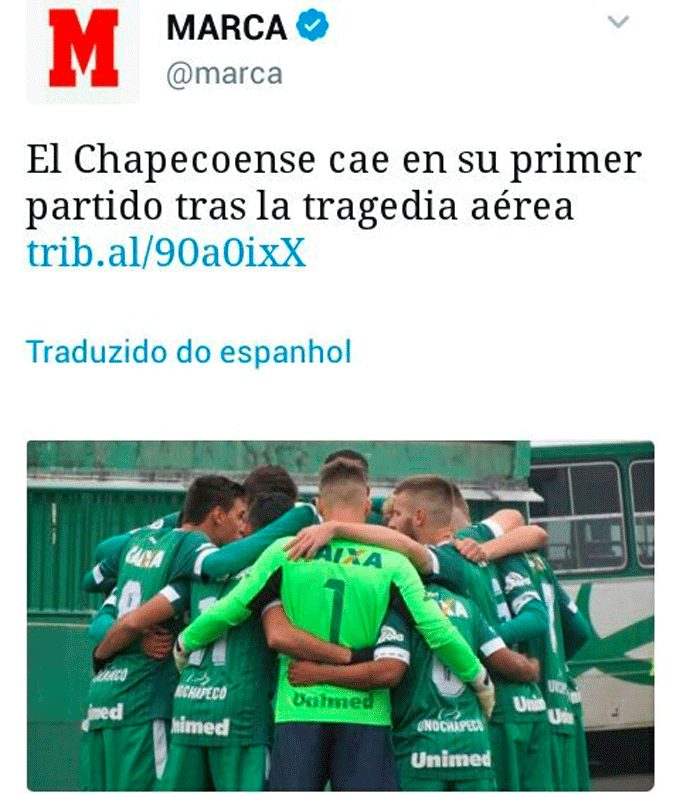 Diario español causa indignación por titular sobre el Chapecoense