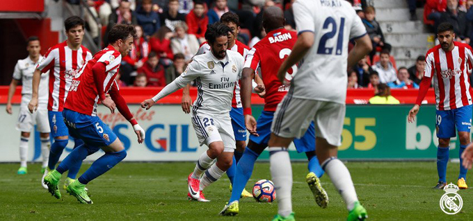 Isco mantiene al Real Madrid en la punta con un recital ante el Sporting