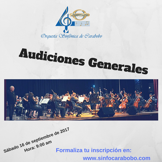 Orquesta Sinfónica de Carabobo realizará audiciones generales