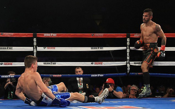 Linares retuvo cinturón ligero de la WBA al vencer claramente a Campbell (+fotos)