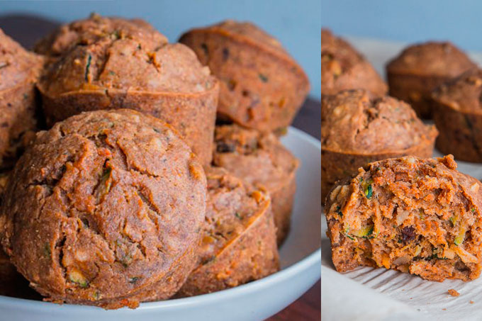 ¡Esponjosos! Mira estos nutritivos muffins de zanahoria y calabacín