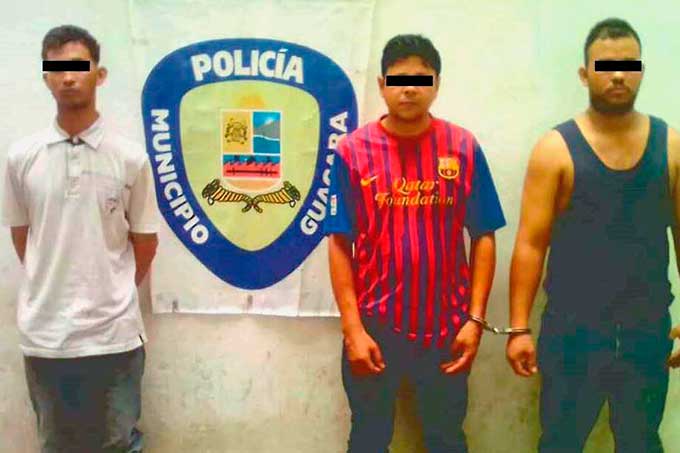 PoliGuacara aprehendió a tres sujetos por agredir brutalmente a un ciudadano