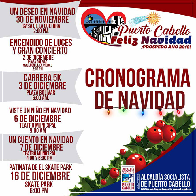 Estas son las actividades para darle la bienvenida a la navidad en Puerto Cabello