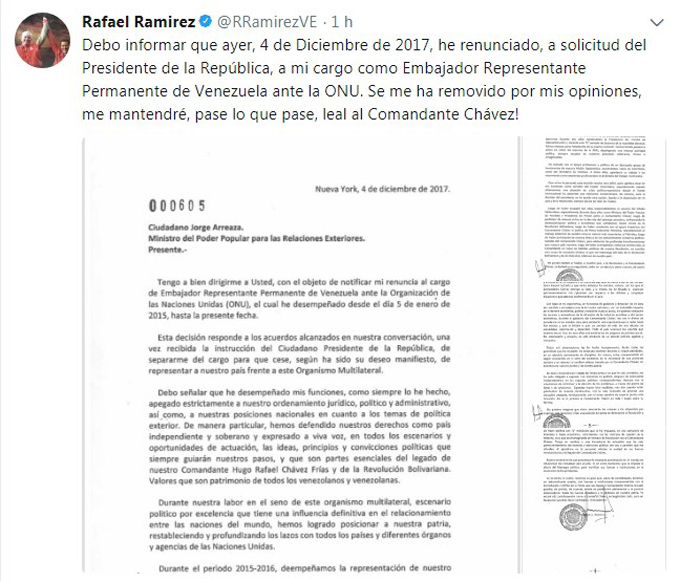 Rafael - Ramirez - Renuncia