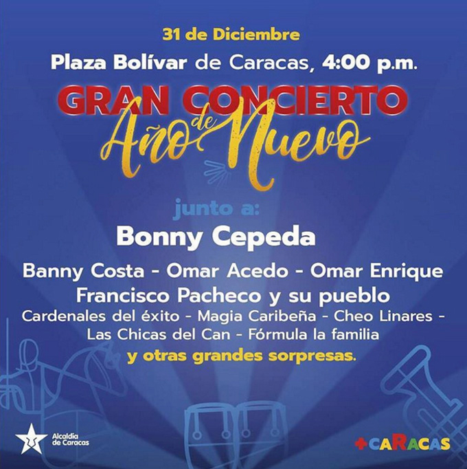 Caracas despedirá el año con gran concierto en la Plaza Bolívar