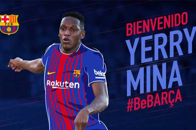 Colombiano Yerry Mina reforzará la plantilla del FC Barcelona