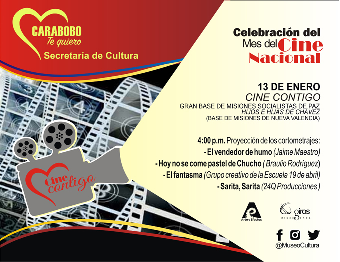Gobierno de Carabobo inicia este sábado programa cultural “Cine Contigo”