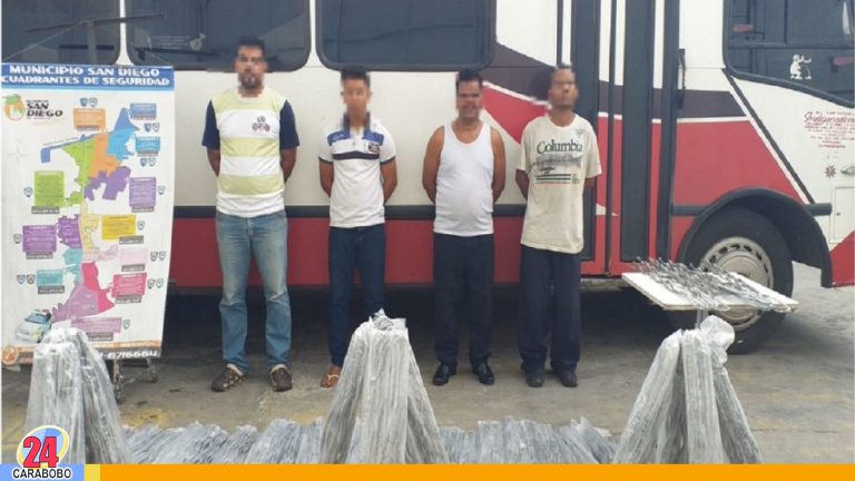 Detenidos en San Diego por cargar con 100 metros de guayas de tendido electrico