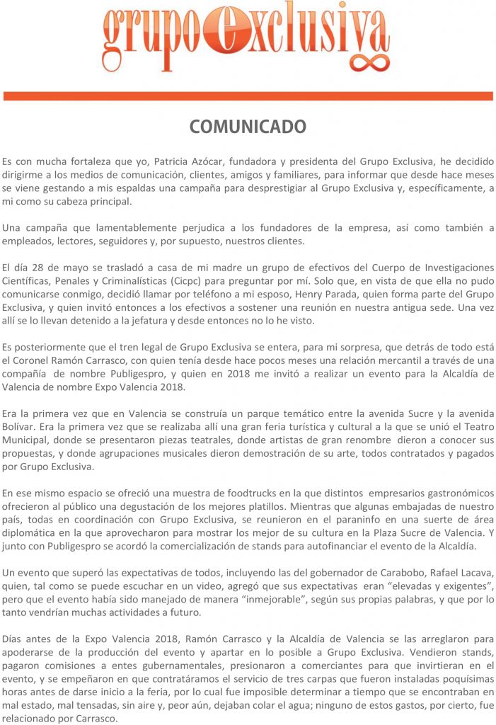 Patricia Azócar acusa a Coronel Ramón Carrasco - noticias 24 carabobo