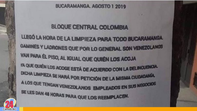 Panfletos contra venezolanos corren en Bucaramanga