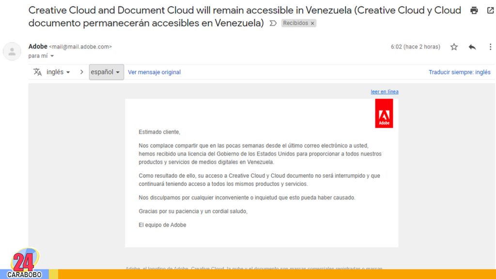 Adobe regresa a Venezuela 