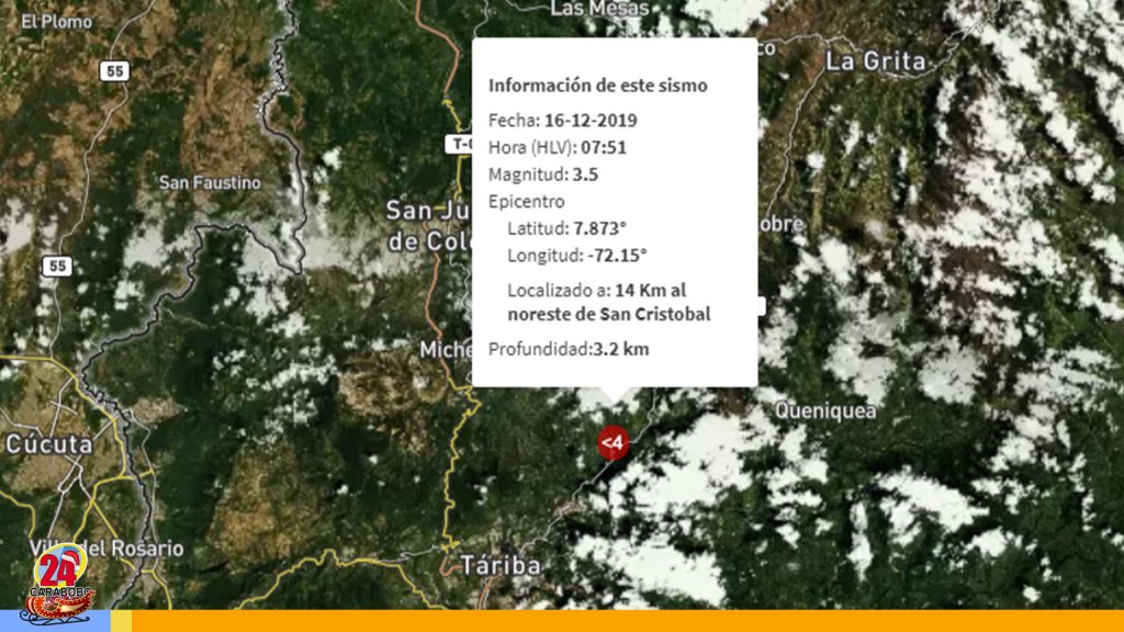 Sismo en San Cristóbal de magnitud 3.5 se registró este lunes