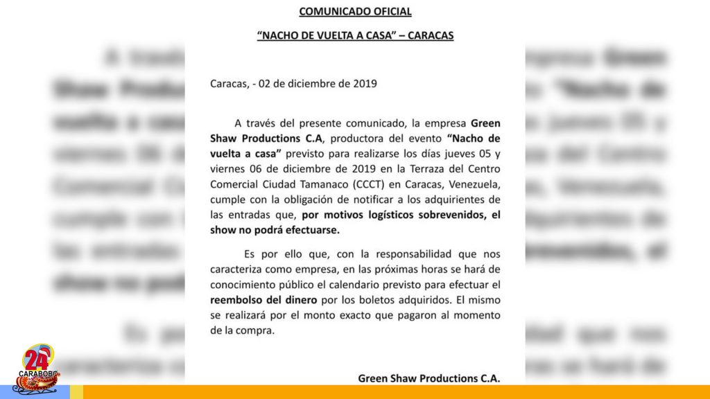 Suspendidos conciertos de Nacho en Caracas 