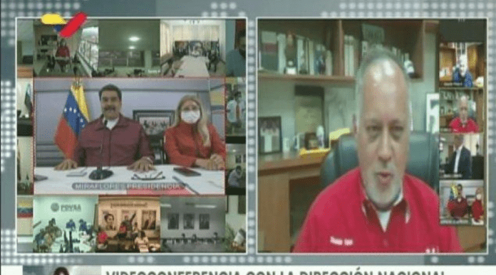 Diosdado Cabello reapareció en videoconferencia con Maduro