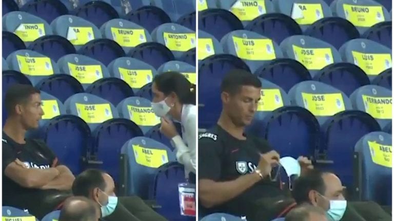 Mira lo que pasó con Cristiano Ronaldo y el tapaboca (VÍDEO)