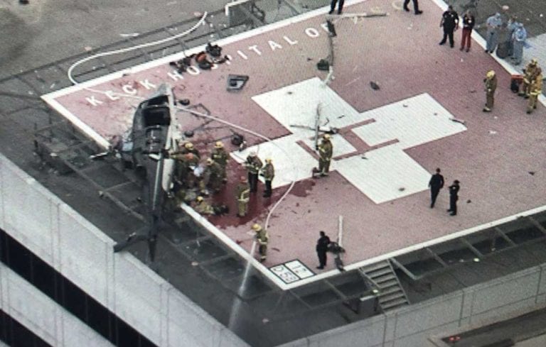 ¡Trágico! Se estrelló un helicóptero en una azotea de un hospital en California