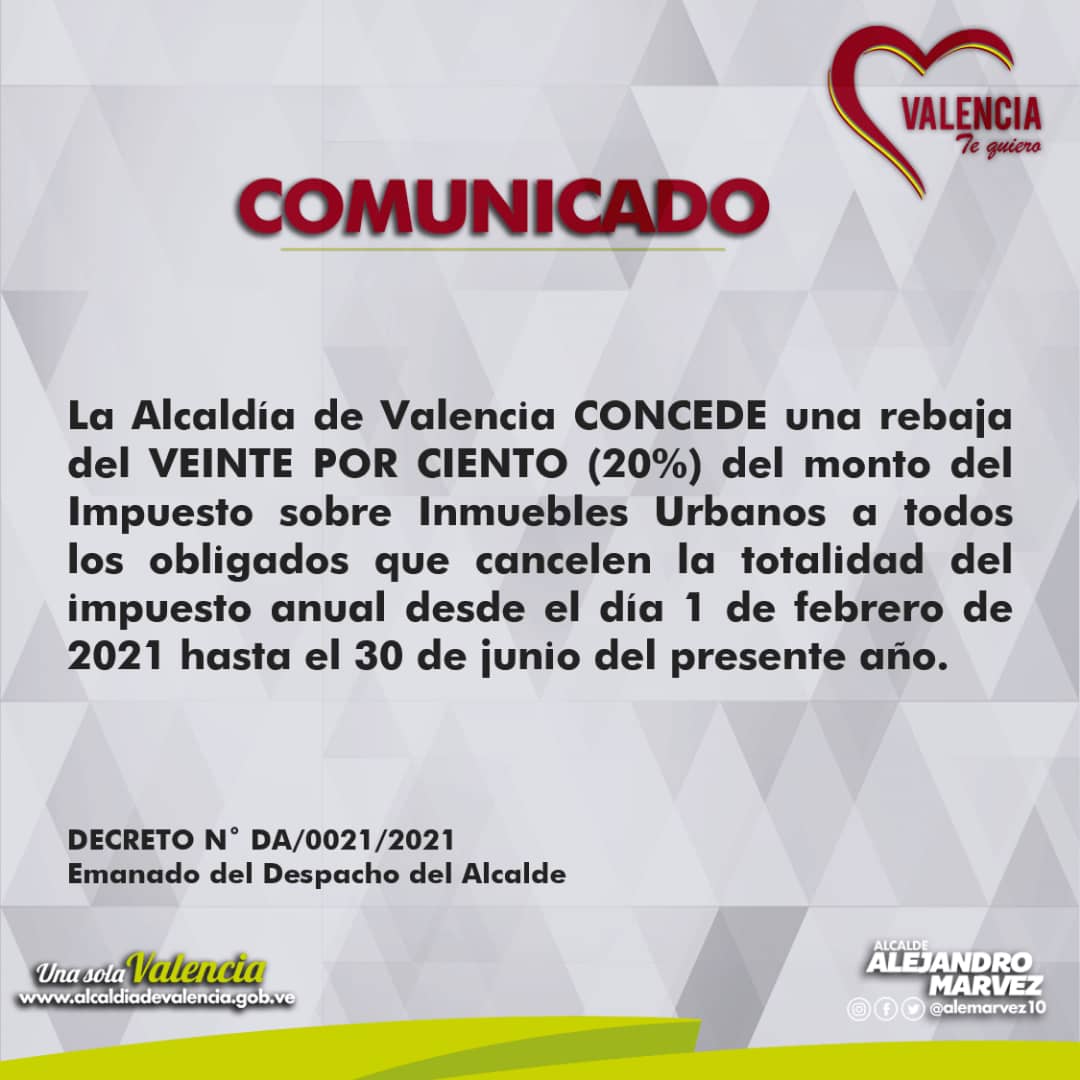 Alcaldía de Valencia comunicado