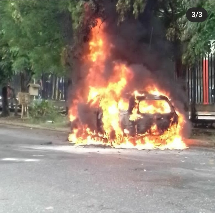Incendio de vehículo adyacente a Patio Trigal, en Valencia