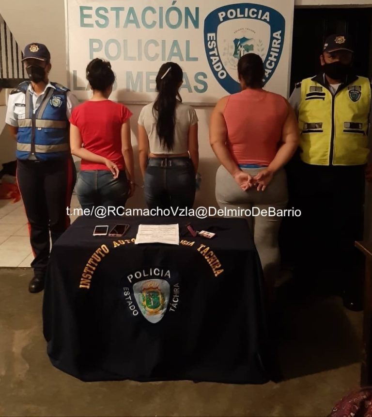 Tres mujeres detenidas presuntamente por trata de menores en Táchira