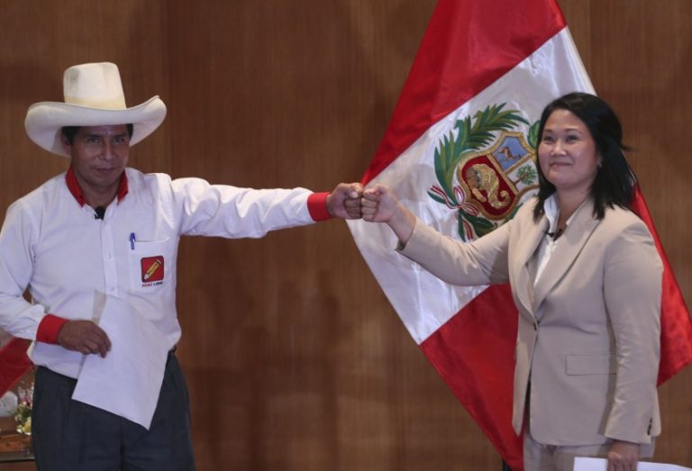 Pedro Castillo y Keiko Fujimori a días de las elecciones en Perú