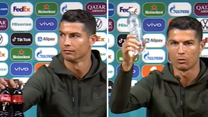 Cristiano Ronaldo retira la Coca Cola y recomienda tomar agua