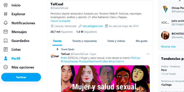 Twitter suspendió la cuenta del diario Talcual