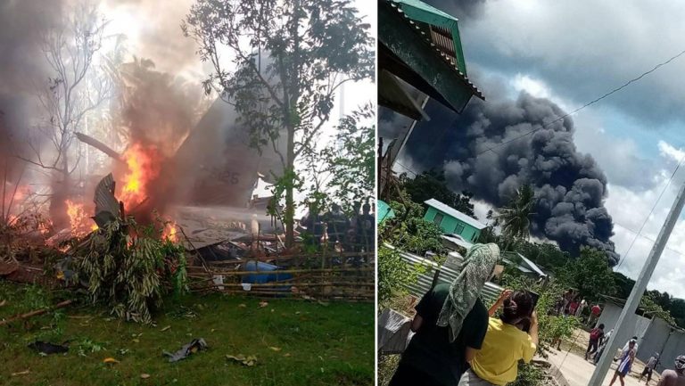 Se estrelló un avión militar filipino con 96 personas a bordo