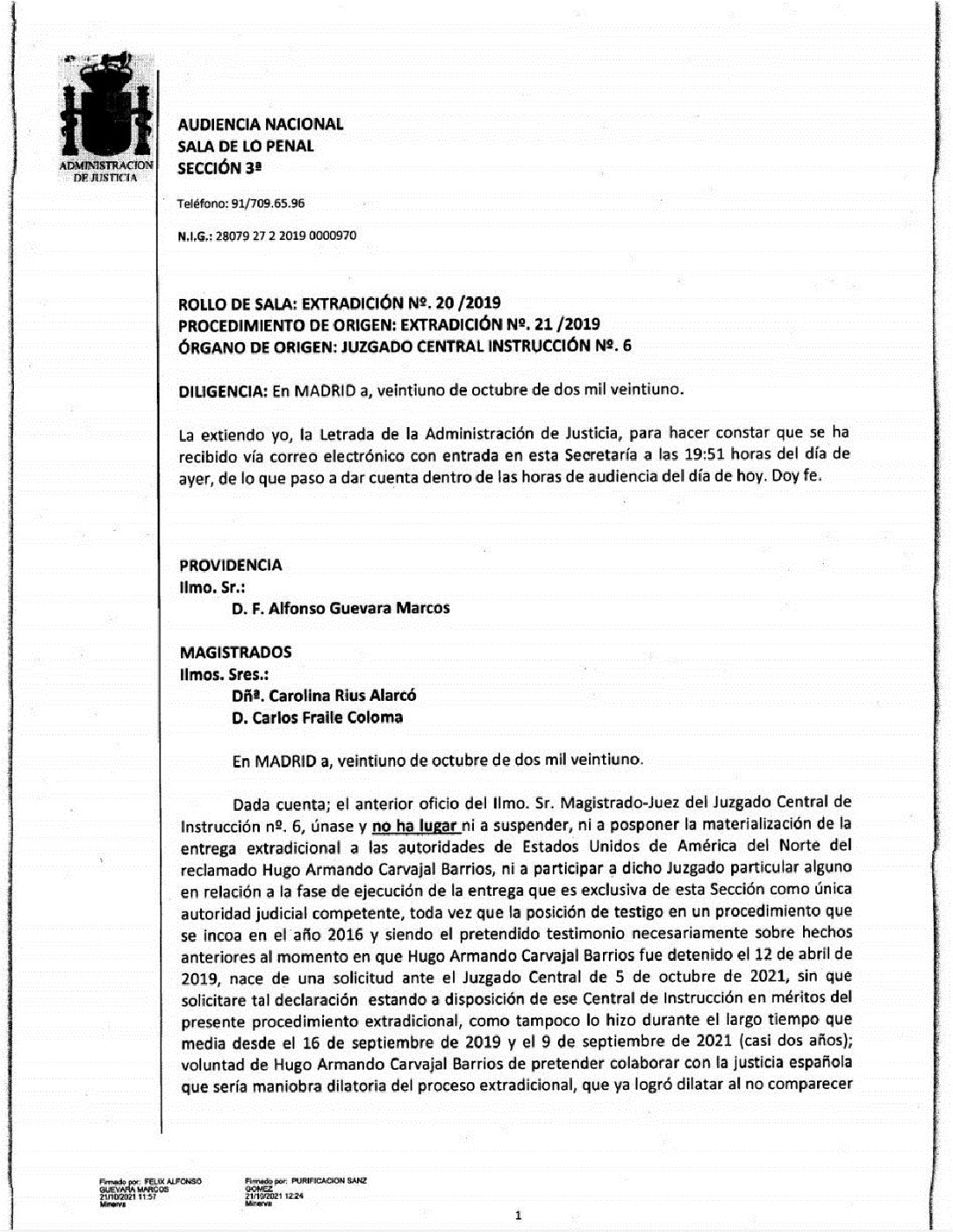 Audiencia Nacional entrega de Hugo Carvajal - Audiencia Nacional entrega de Hugo Carvajal