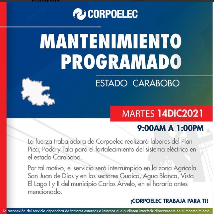Cortes programados de Corpoelec - Cortes programados de Corpoelec