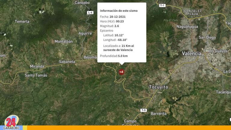 Sismo de magnitud 2.6 se registró en Valencia