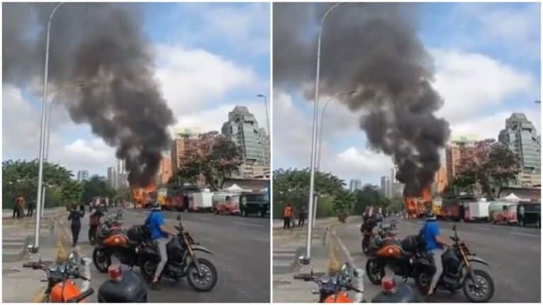Incendio de un vehículo de comida rápida ubicado en Plaza Venezuela