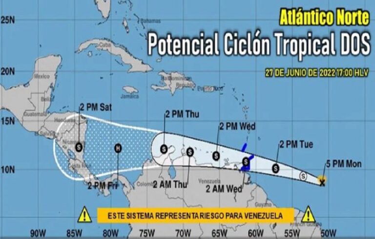 Potencial Ciclón Tropical DOS se acercaría al este del estado Sucre