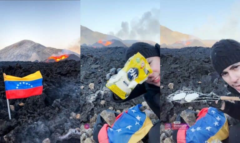 Venezolano en Islandia cocinó arepas en un volcán y se hizo viral (+VIDEO)