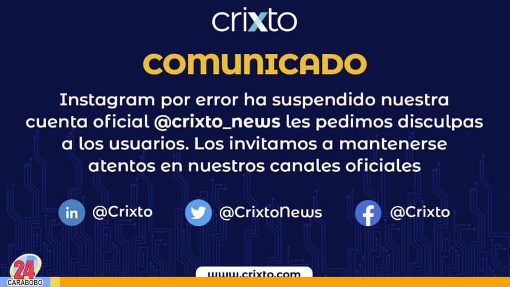 Instagram suspendido cuenta Crixto_news