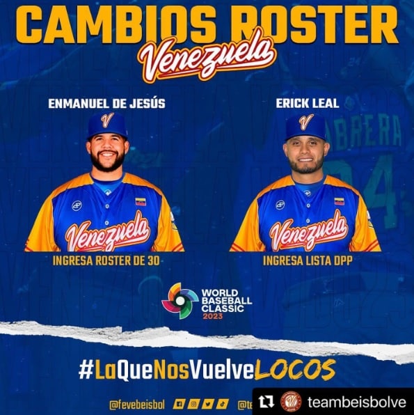 Venezuela cambios róster Clásico Mundial