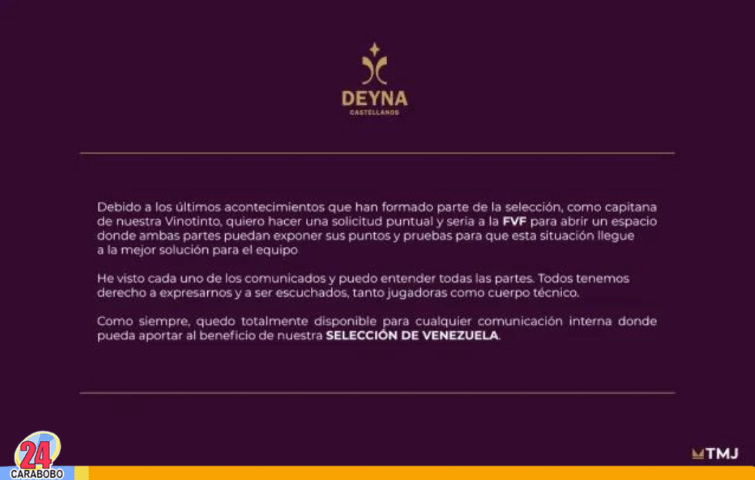 Petición que Deyna le hizo a la FVF