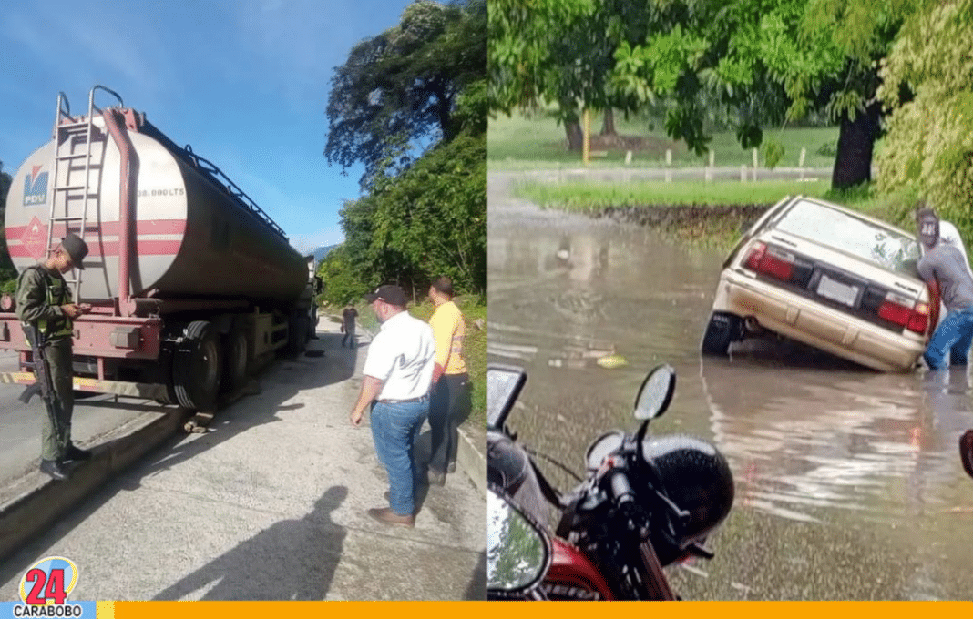 Dos vehículos encunetados en Naguanagua