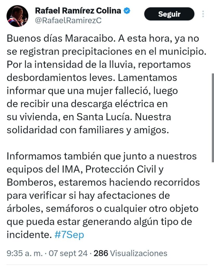 mujer murió en Maracaibo por las fuertes lluvias