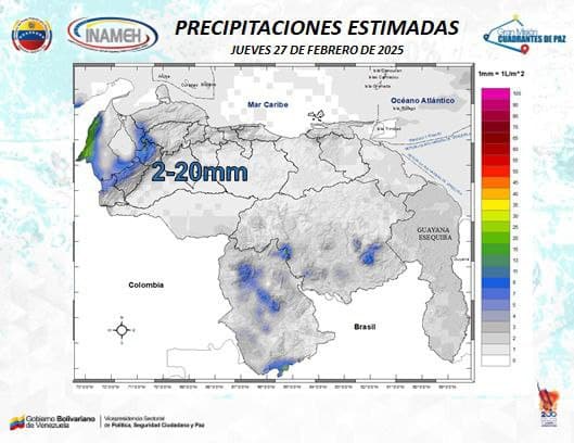 El clima hoy es el 27 de febrero en Venezuela