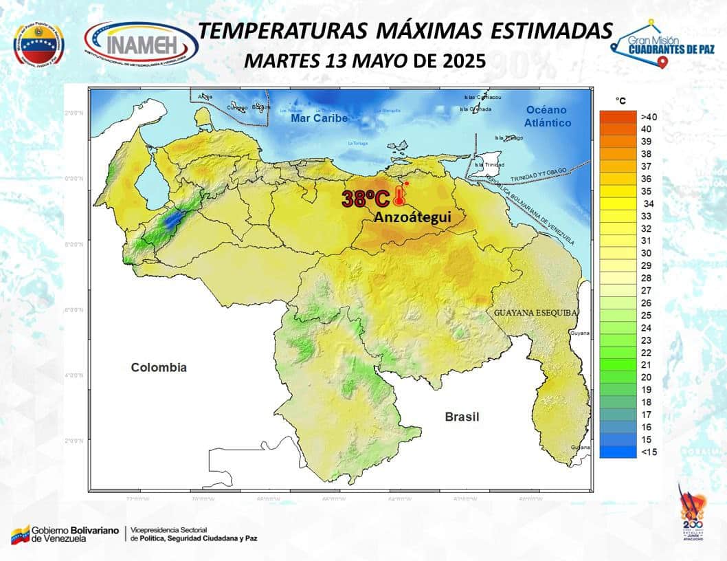Clima hoy 13 de mayo de 2025 en Venezuela