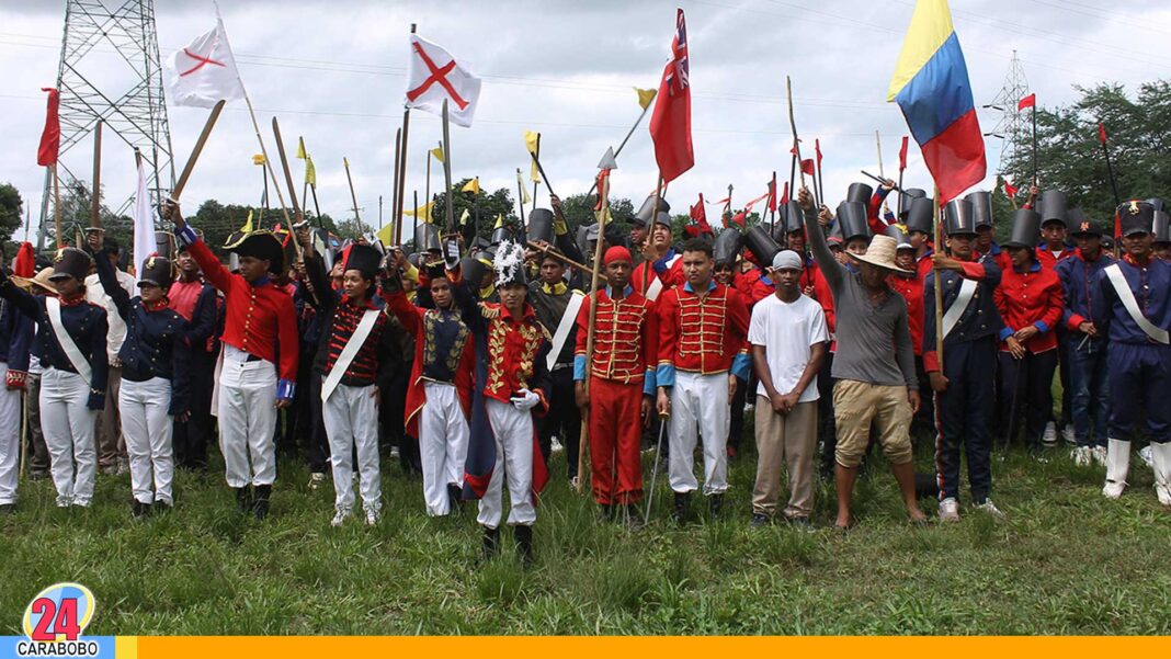 Estudiantes escenificación Batalla de Carabobo
