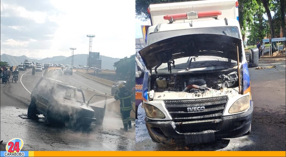 Incendio de vehículo y ambulancia