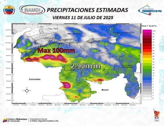 Clima hoy 11 de julio de 2025 en Venezuela