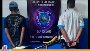 Capturados dos hombres por porte ilícito de arma en Tocuyito