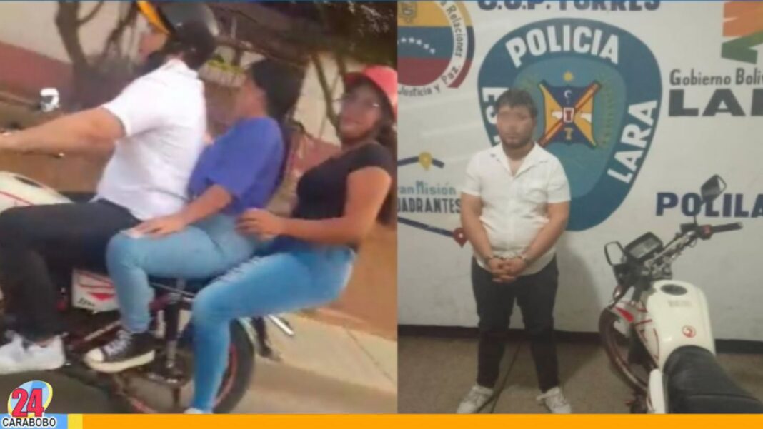 Motorizado detenido por transportar tres personas