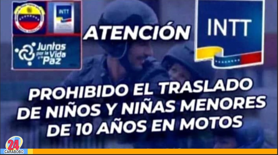 Traslado de niños menores de 10 años en moto