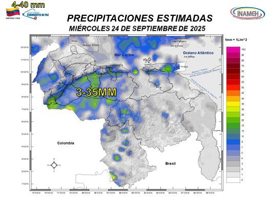 Clima hoy 24 de septiembre de 2025 en Venezuela