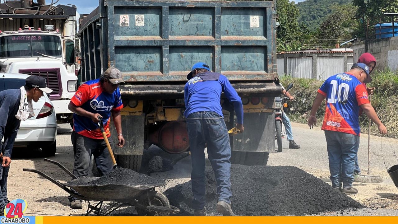 Gobierno de Carabobo avanza con trabajos de bacheo y asfaltado en Carretera Nacional Güigüe-Valencia